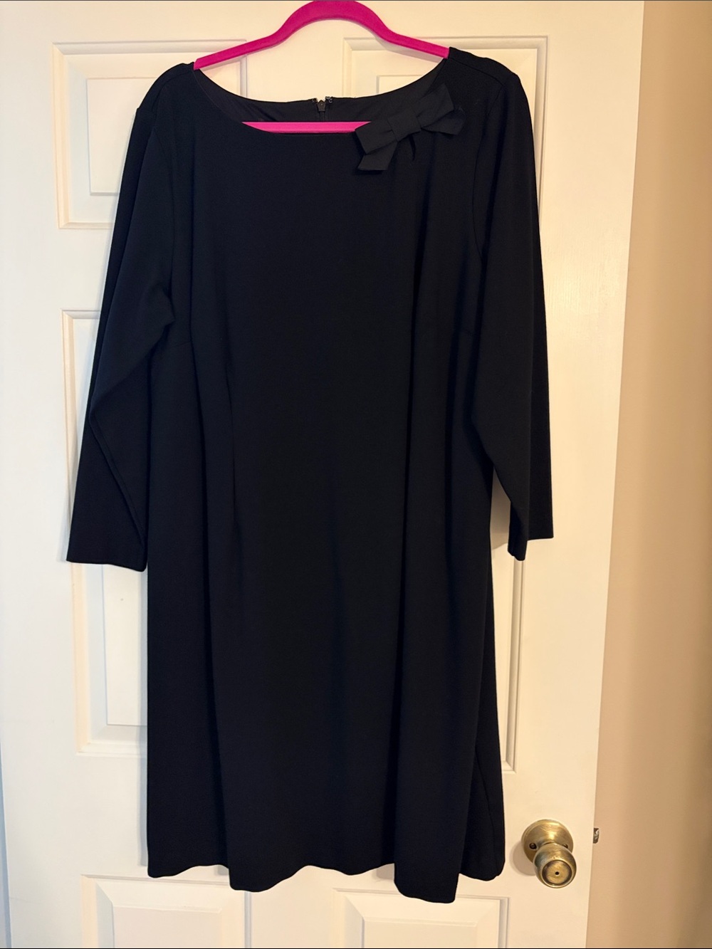 Talbots Black Long-Sleeve Bow-Accent Dress